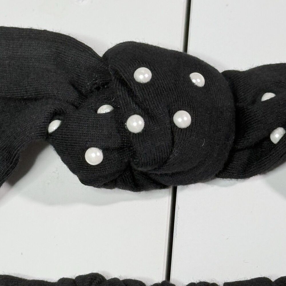 SOLD NWT Lele Sadoughi Black Pearl Dot Headband and Face Mask Set Gossip Girl OS - Picture 4 of 8